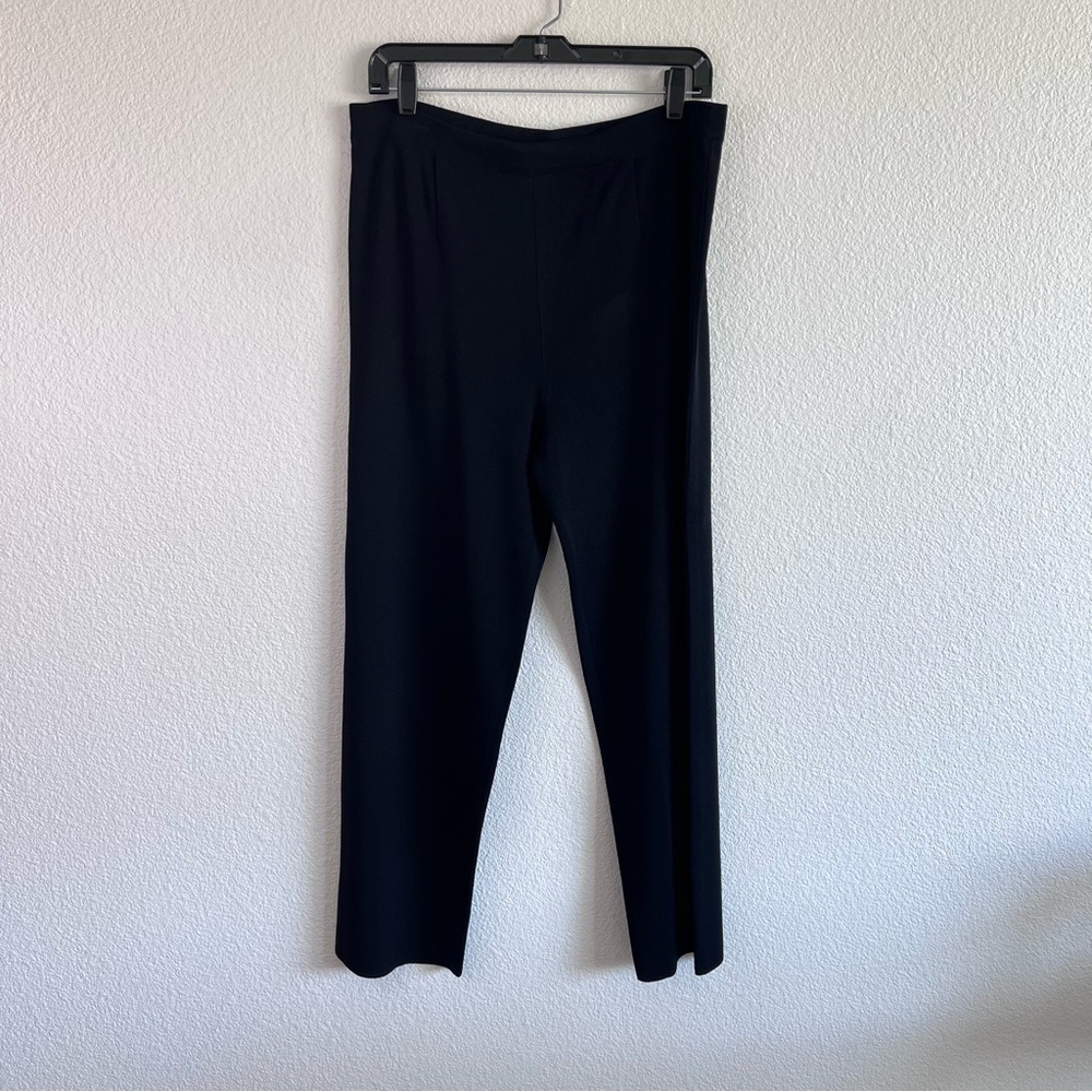 Exclusively Misook PL Black Knit Full Length Elastic Pull On Pants Straight‎ Leg
